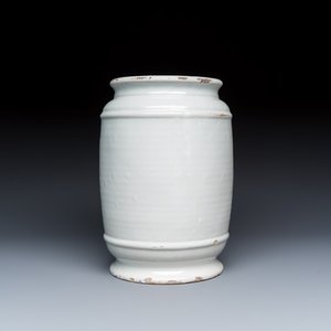 A varied group of three Dutch Delft and Brussels faience apothecary jars — photo 5
