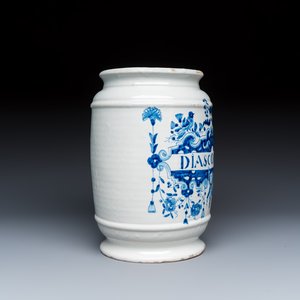 A varied group of three Dutch Delft and Brussels faience apothecary jars — photo 6