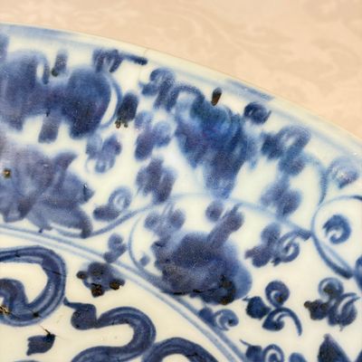 A Chinese blue and white 'Buddhist Lions' dish — photo 5