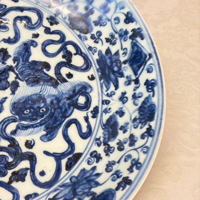 A Chinese blue and white 'Buddhist Lions' dish — photo 6