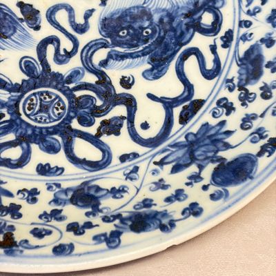 A Chinese blue and white 'Buddhist Lions' dish — photo 7