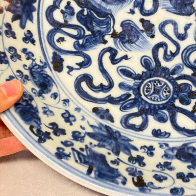 A Chinese blue and white 'Buddhist Lions' dish — photo 8