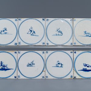 54 carreaux en faïence de Delft bleu et blanc aux décors d'animaux, 18/19ème — photo 5
