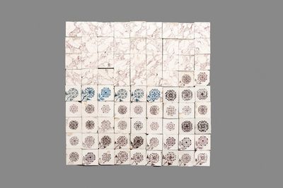 81 blue, white and manganese Dutch Delft tiles, 18th C.