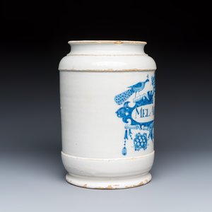 A large blue and white Dutch Delft albarello inscribed 'MEL ALBUM' — photo 5