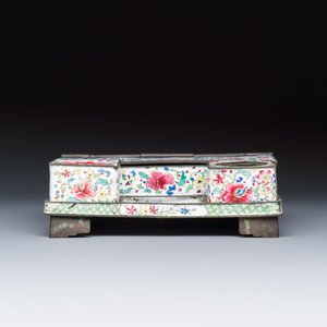 A Chinese Canton enamel rectangular writing desk set — photo 2