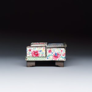 A Chinese Canton enamel rectangular writing desk set — photo 3