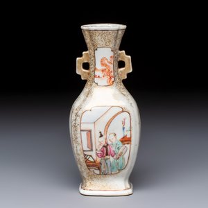 A Chinese Canton famille rose gilt-decorated vase with figural design — photo 1
