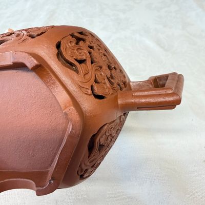 A Chinese Yixing stoneware openworked double-walled teapot and cover with floral design — photo 17