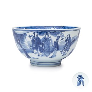 A Chinese blue and white 'Ba Xian Zhu Shou 八仙祝壽' bowl — foto 1