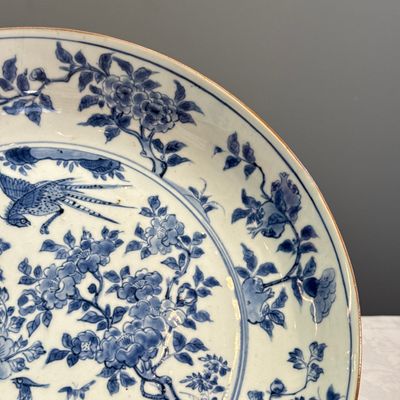 A  Chinese blue and white 'Birds among Blossoms' dish — photo 4