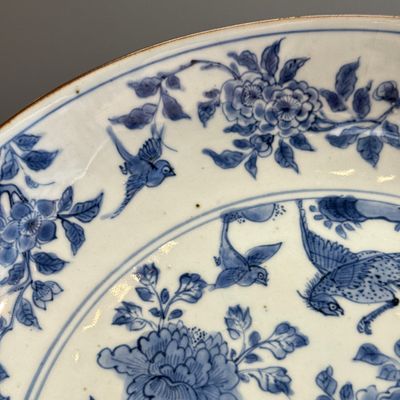 A  Chinese blue and white 'Birds among Blossoms' dish — photo 9