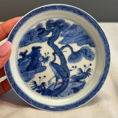  A Chinese blue and white 'Crane' saucer dish — 照片 1