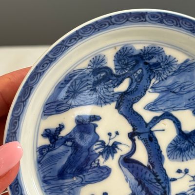  A Chinese blue and white 'Crane' saucer dish — 照片 3
