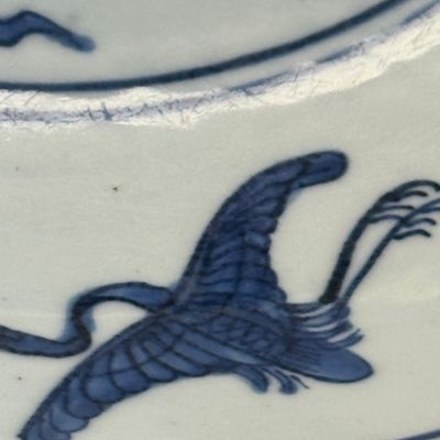 A Chinese blue and white 'Cranes and Flying Horses' dish — foto 8
