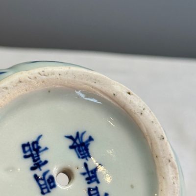 A Chinese blue and white 'Cranes' flowerpot — photo 20