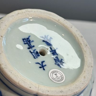 A Chinese blue and white 'Cranes' flowerpot — photo 22