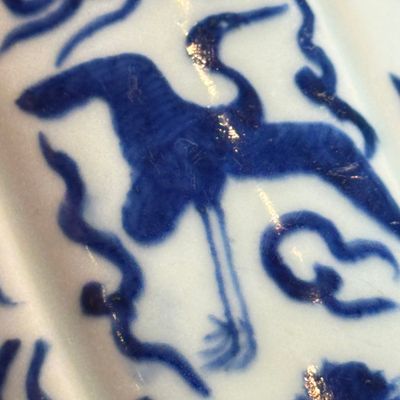 A Chinese blue and white 'Cranes' flowerpot — photo 10