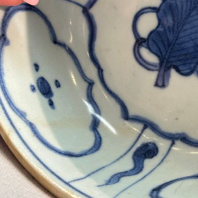 A Chinese blue and white 'Crow' cup or bowl and cover, Hatcher Cargo — photo 41