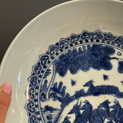 A Chinese blue and white 'Deer' dish — photo 4