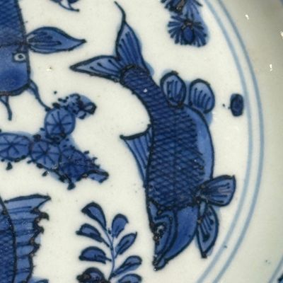A Chinese blue and white 'Fish and Butterflies' plate — photo 9
