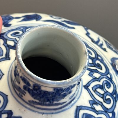 A Chinese blue and white 'Flowers and Auspicious Emblems' ewer — photo 14