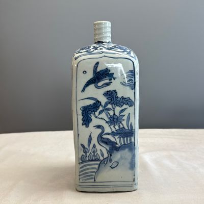 A Chinese blue and white 'Geese and Flowers' square flask — foto 2