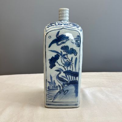 A Chinese blue and white 'Geese and Flowers' square flask — foto 3
