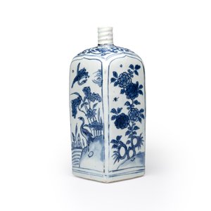 A Chinese blue and white 'Geese and Flowers' square flask — foto 1