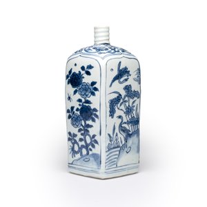 A Chinese blue and white 'Geese and Flowers' square flask — foto 4