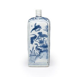 A Chinese blue and white 'Geese and Flowers' square flask — foto 7