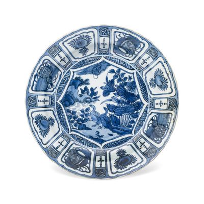 A Chinese blue and white 'Geese' dish, Wanli