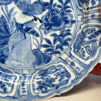 A Chinese blue and white 'Grasshopper and Butterfly' plate — photo 5