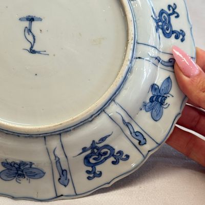 A Chinese blue and white 'Grasshopper and Butterfly' plate — 照片 15