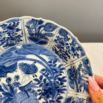 A Chinese blue and white 'Grasshopper and Butterfly' plate — 照片 4