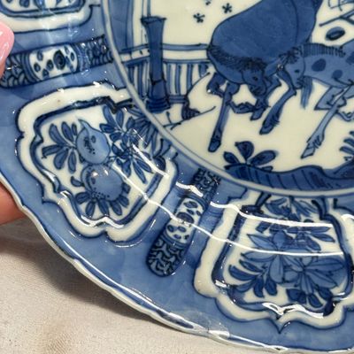 A Chinese blue and white 'Horses' plate — photo 2