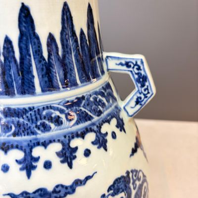 A Chinese blue and white 'Hu' vase with phoenix medallions — photo 14