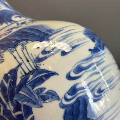 A Chinese blue and white 'Jiao You Dian Hua 郊遊点化' bottle vase — photo 7