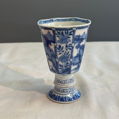 A Chinese blue and white ' Landscapes and Flowers' goblet — photo 2