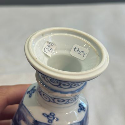 A Chinese blue and white ' Landscapes and Flowers' goblet — photo 21