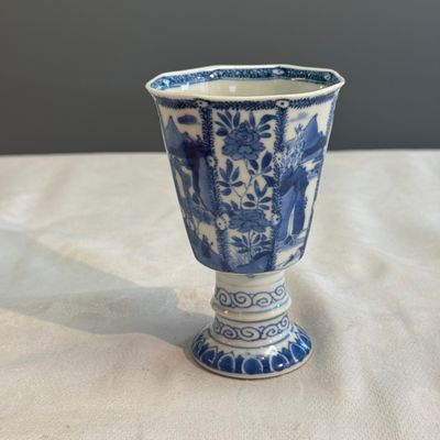 A Chinese blue and white ' Landscapes and Flowers' goblet — photo 4