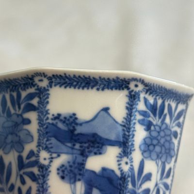 A Chinese blue and white ' Landscapes and Flowers' goblet — photo 10