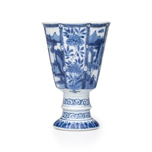 A Chinese blue and white ' Landscapes and Flowers' goblet — photo 2