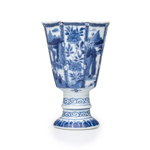 A Chinese blue and white ' Landscapes and Flowers' goblet — photo 4
