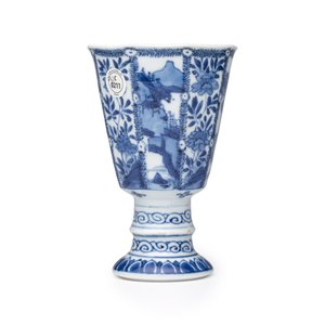 A Chinese blue and white ' Landscapes and Flowers' goblet — photo 7