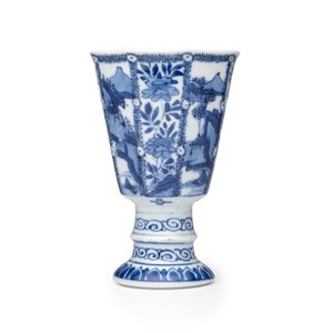 A Chinese blue and white ' Landscapes and Flowers' goblet — photo 8