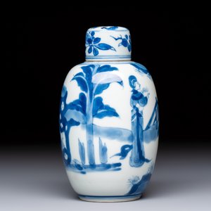 A Chinese blue and white 'Long Eliza' tea caddy and cover — foto 3