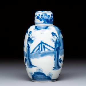 A Chinese blue and white 'Long Eliza' tea caddy and cover — foto 4