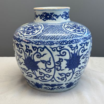 A Chinese blue and white 'Lotus Scroll' jar — photo 2
