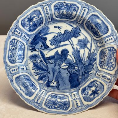 A Chinese blue and white 'Mandarin Duck' plate — 照片 1